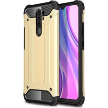 KZY Xiaomi Redmi 9 Kapak Çift Katmanlı Zırh Tank Kılıf - Gold