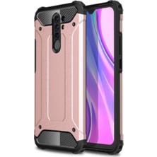 KZY Xiaomi Redmi 9 Kapak Çift Katmanlı Zırh Tank Kılıf - Rose Gold