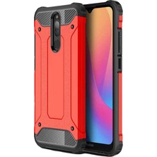 KZY Xiaomi Redmi 8A Kapak Çift Katmanlı Zırh Tank Kılıf - Kırmızı