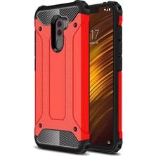 KZY Xiaomi Pocophone F1 Kapak Çift Katmanlı Zırh Tank Kılıf - Kırmızı