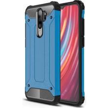 KZY Xiaomi Note 8 Pro Kapak Çift Katmanlı Zırh Tank Kılıf - Mavi