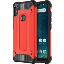 KZY Xiaomi Mi A2 Lite Kapak Çift Katmanlı Zırh Tank Kılıf - Kırmızı