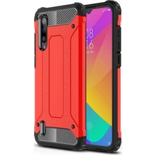 KZY Xiaomi Mi 9 Lite Kapak Çift Katmanlı Zırh Tank Kılıf - Kırmızı