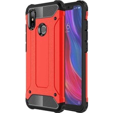 KZY Xiaomi Mi 8 Kapak Çift Katmanlı Zırh Tank Kılıf - Kırmızı