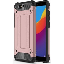 KZY Huawei Y6 2018 Kapak Çift Katmanlı Zırh Tank Kılıf - Rose Gold