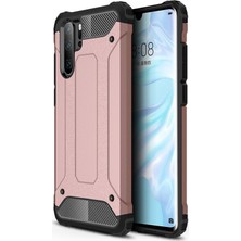 KZY Huawei P30 Pro Kapak Çift Katmanlı Zırh Tank Kılıf - Rose Gold