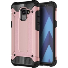 KZY Samsung Galaxy A8 2018 Kapak Çift Katmanlı Zırh Tank Kılıf - Rose Gold