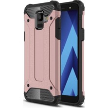 KZY Samsung Galaxy A6 2018 Kapak Çift Katmanlı Zırh Tank Kılıf - Rose Gold