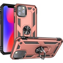 Hesaplı Dünya iPhone 11 Pro Kılıf 5.8 Inç Selfie Yüzüklü Iki Katmanlı Koruyucu VGA Rose Gold
