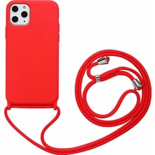 Hesaplı Dünya iPhone 11 Pro Kılıf Silikon Çapraz Boyun Askılı Kordonlu Hrp Kırmızı
