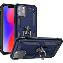Hesaplı Dünya iPhone 11 Pro Max Kılıf 6.5 Inç Selfie Yüzüklü Iki Katmanlı Koruyucu VGA Lacivert