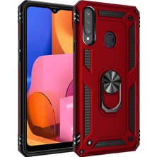 Hesaplı Dünya Samsung Galaxy A20S Kılıf A207 Selfie Yüzüklü Iki Katmanlı Koruyucu VGA Kırmızı