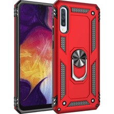 Hesaplı Dünya Samsung Galaxy A70 Kılıf A705 Selfie Yüzüklü Iki Katmanlı Koruyucu VGA Kırmızı