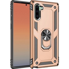 Hesaplı Dünya Samsung Galaxy Note 10 Kılıf Selfie Yüzüklü Iki Katmanlı Koruyucu VGA Gold