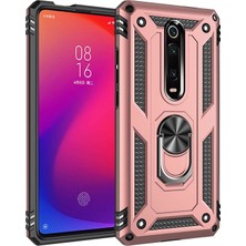 Hesaplı Dünya Xiaomi Mi 9t Kılıf Selfie Yüzüklü Tutuculu Iki Katmanlı Koruyucu VGA Rose Gold