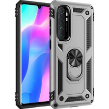 Hesaplı Dünya Xiaomi Mi Note 10 Lite Kılıf Selfie Yüzüklü Iki Katmanlı Koruyucu VGA Gri