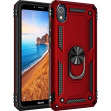 Hesaplı Dünya Xiaomi Redmi 7A Kılıf Selfie Yüzüklü Tutuculu Iki Katmanlı Koruyucu VGA Kırmızı