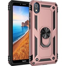 Hesaplı Dünya Xiaomi Redmi 7A Kılıf Selfie Yüzüklü Tutuculu Iki Katmanlı Koruyucu VGA Rose Gold