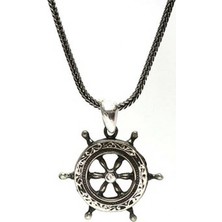 Osmanlı Gümüş Gemi Dümeni Erkek Gümüş Kolye Zincir