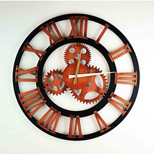 KAYRA TASARIM AHŞAP DUVAR SAATİ ANTİK BAKIR 50cm