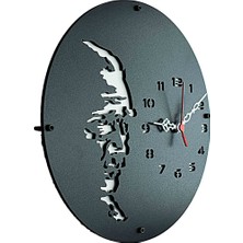 Kayra TASARIM AHŞAP DUVAR SAATİ ATATÜRK SİLÜETİ 30cm