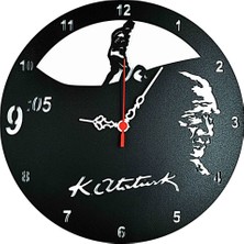 Kayra TASARIM AHŞAP DUVAR SAATİ ATATÜRK KOCATEPE 30cm