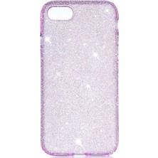 CoverZone Apple iPhone 7 Kılıf Buzlu Kenar Taşlı Enni Silikon Kılıf Mor