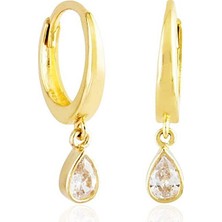 Sembol Gold Damla Taşlı Altın Sallantılı Küpe 14K Gold