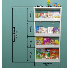 Mihenk Inci Montessori Kitaplık Çocuk Odası Kitaplığı 4 Raflı Mdf