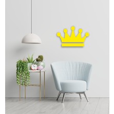 Ikbal Market Kral Tacı Sarı Ahşap Lazer Tablo Mdf 3mm