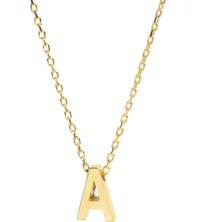 Şimal 925 Ayar Gümüş Sarı Zincir A Harf Kolye