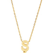 Şimal 925 Ayar Gümüş Sarı Zincir Ş Harf Kolye