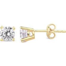 Lilarote Tektaş Orta Boy  Altın Küpe