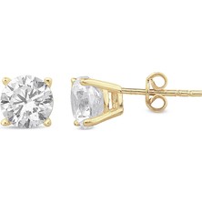 Lilarote Tektaş Büyük Boy  Altın Küpe