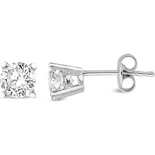 Lilarote Tektaş Orta Boy  Beyaz Altın Küpe