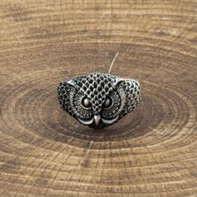 Takılingo 3D Baykuş Motifli Animals Seri Gümüş Erkek Yüzük