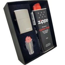 Zippo Çakmak Parlak Black Ice Benzin Taş  Set DU10-150ZL