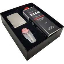 Zippo Çakmak Parlak Black Ice Benzin Taş  Set DU10-150ZL