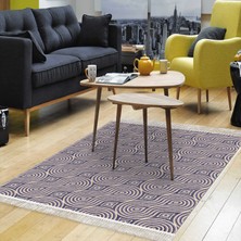 Alanur Star Kaymaz Pamuk Tabanlı Saçaklı Yıkanabilir Dijital Halı Bej