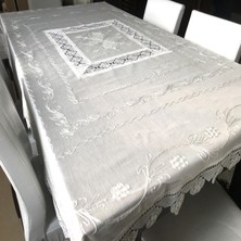 Yavuz Tekstil Çeyizlik Ipek Dokuma Iğne Oyalı Masa Örtüsü 140 x 180 Cm.