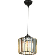 AVONNI AV-65239-1BSY Siyah Boyalı Modern Avize E27 Metal Kristal 19cm