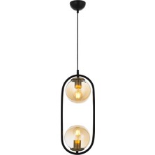 Avonni AV-4275-2BSY Siyah Boya Modern Avize E27 Metal Cam H: 100 cm, Ø: 16 cm
