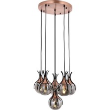 AVONNI AV-60161-6T-BSY Siyah Boyalı Modern Avize E27 Metal Cam 50cm