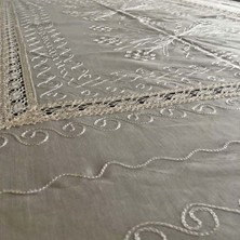Yavuz Tekstil Çeyizlik Ipek Dokuma Dantelli Dikdörtgen Masa Örtüsü