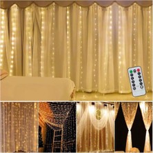 Technosmart Peri Telli Perde LED Işık Kumandalı 300 Ledli  3 x 3 Metre Usb'li 8 Animasyonlu Günışığı