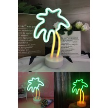 Technosmart Palmiye Model Neon LED Işıklı Masa Lambası Dekoratif Aydınlatma Gece Lambası