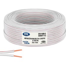 Cable Cable 25 Metre Hoparlör Elektrik ve Ses Kablosu Kordon 2x1.5 Beyaz