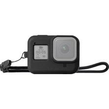 Puluz PU428B Gopro Hero8 Uyumlu Silikon Koruma Kılıfı+Wrist Strap AL-32889 Siyah