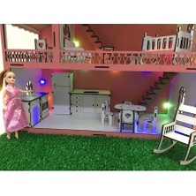 Zeycan Lazer Işıklı Bahçeli Barbie Ahşap Oyun Evi