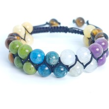 Taş Rüyası Kalsit Kaplangözü Kanada Yeşim Taşı Apatit Ay Taşı Ametist Örme Bileklik 8 mm